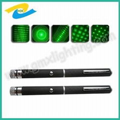 5 mw -200 mw green laser pointer pen with 5 changeable heads