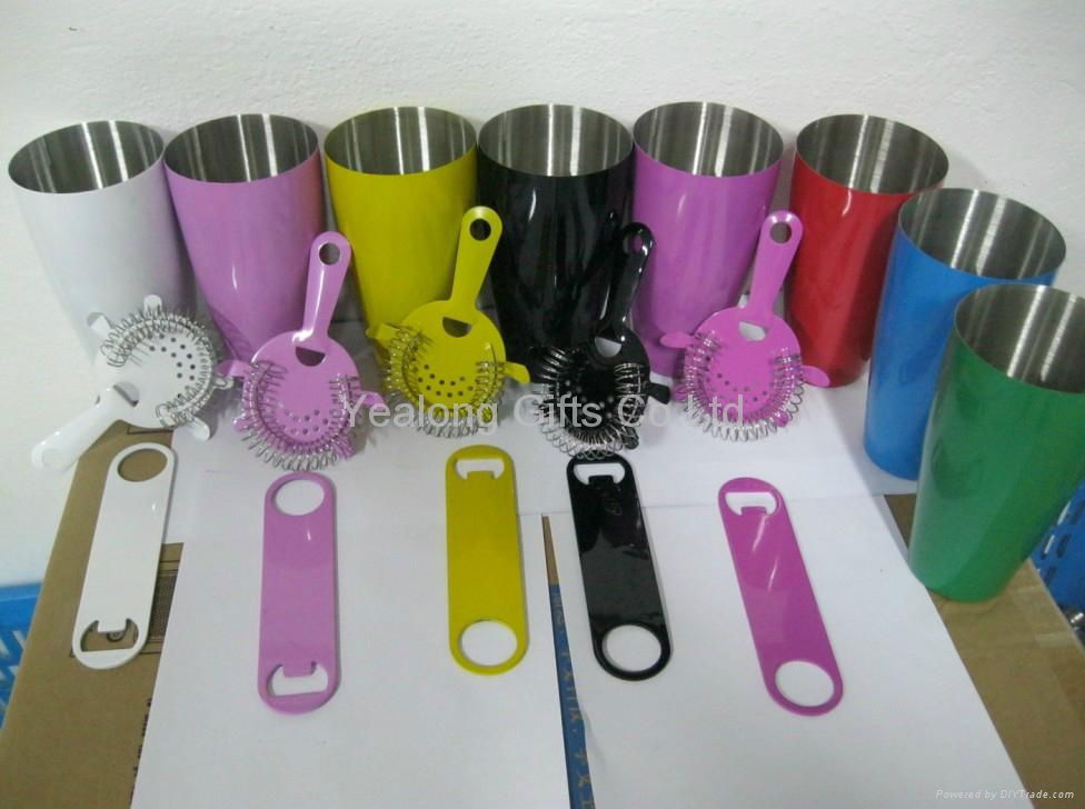 Colored 750ml stainless steel boston shaker set 5