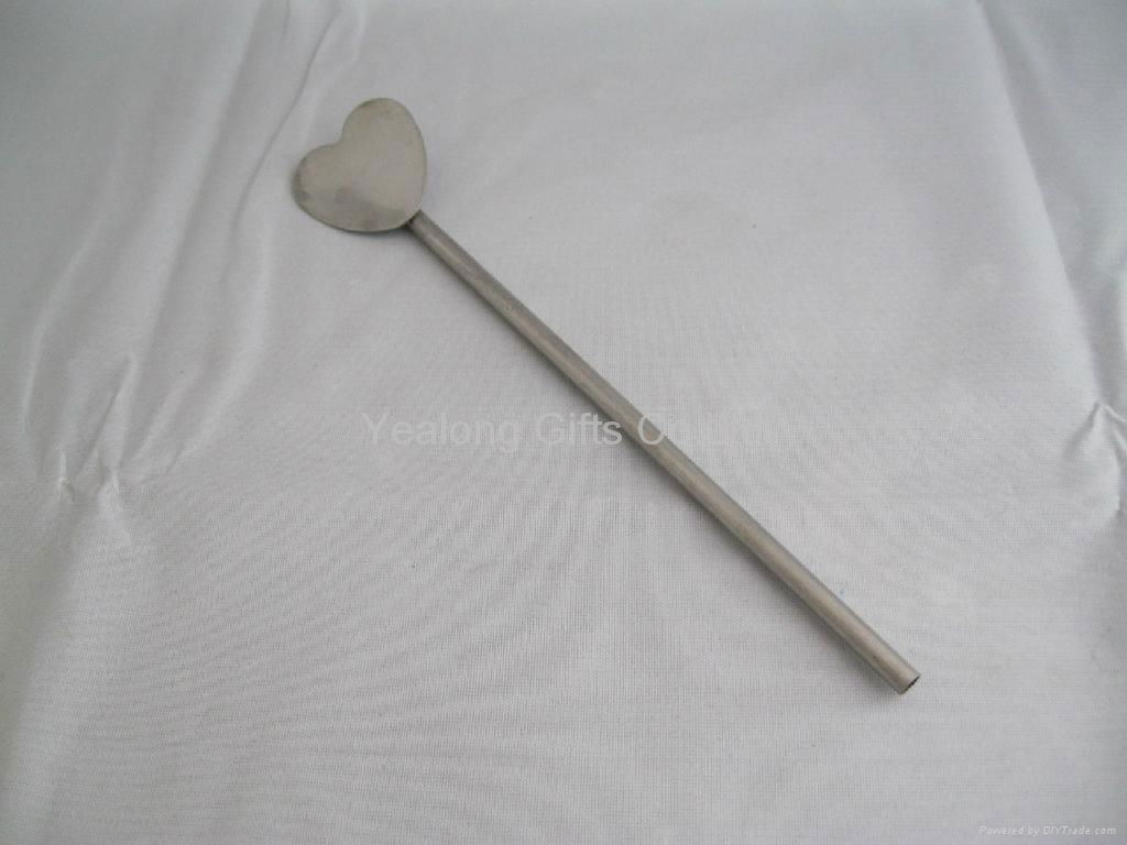 Novel heart-shape handle straight stainless steel bar stirrer