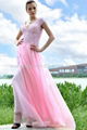 High quality A-line V-neck Cap Sleeve Beaded Chiffon Evening dress  