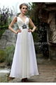 High quality Satin A-line V-neck white beaded evening bridesmaid dress gown 1