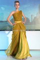 High quality laces draped Sweep-Floor length One-Shoulder Celebrity Dress