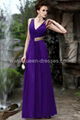 High qualtiy Elegant purple Satin Silk Chiffon Floor Length Evening Dress 1