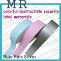 colorful destructible label materials