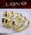 clasical love style 316L stainless steel bracelet bangle rose golden  crystal  