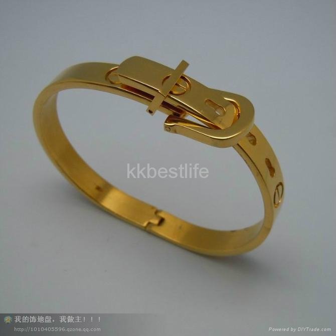 special design 316L stainless steel unisex buckle with nail  bracelet bangl   2