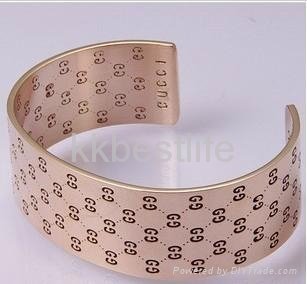 exaggerate design 316L stainless steel bracelet bangle  rose gold with pattern 3