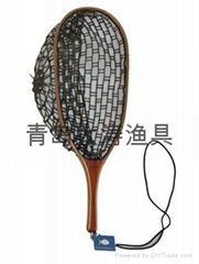 Rubber wooden handle landing net