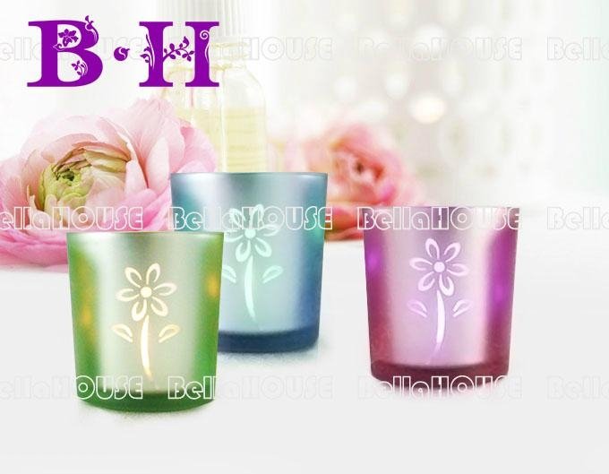 11BH10004 Flower pattern glassc candle holder