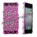 iPhone5 Case Pink Electroplating Hollow Pattern Hard Back Skin Case Cover  4