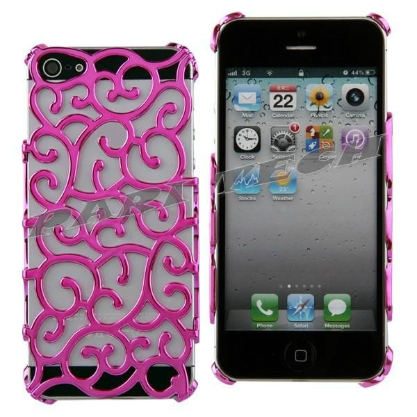 iPhone5 Case Pink Electroplating Hollow Pattern Hard Back Skin Case Cover  5