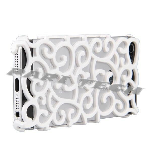 iPhone 5 Case White Electroplating Hollow Out Pattern Hard Back Skin Case Cover 3