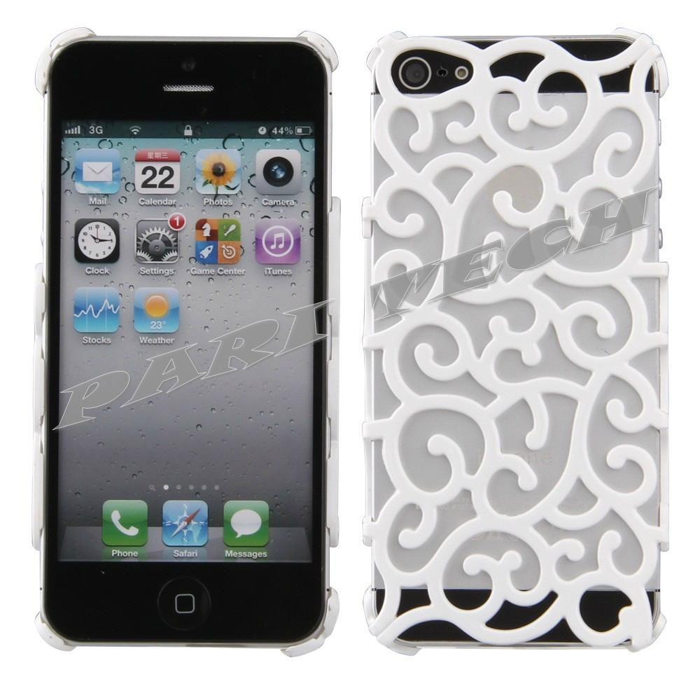 iPhone 5 Case White Electroplating Hollow Out Pattern Hard Back Skin Case Cover 4