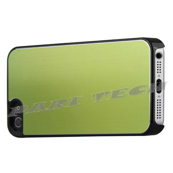 iPhone5 Case Green Brushed Metal Aluminum Chrome Hard Back Skin Case Cover 