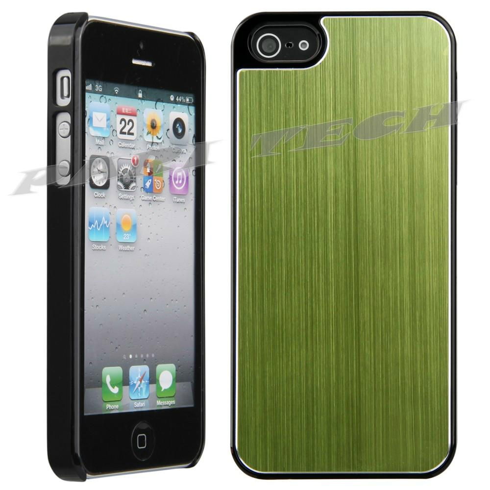 iPhone5 Case Green Brushed Metal Aluminum Chrome Hard Back Skin Case Cover  3