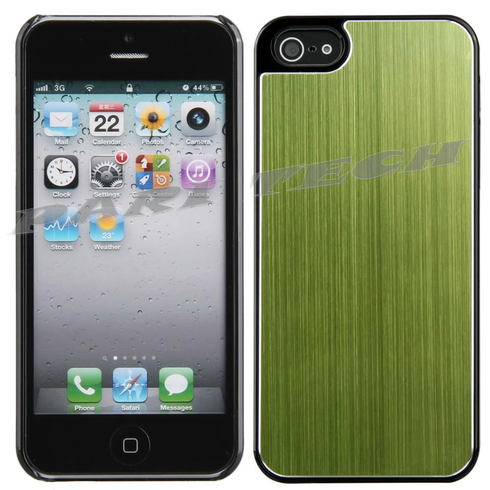 iPhone5 Case Green Brushed Metal Aluminum Chrome Hard Back Skin Case Cover  5