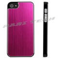 Fuschia Brushed Metal Aluminum Chrome Hard Back Skin Case Cover for iPhone 5 4