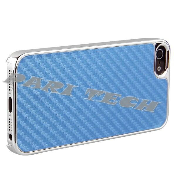 iPhone5 Case Blue Carbon Fiber Electroplating Hard Back Case Skin for iPhone 5