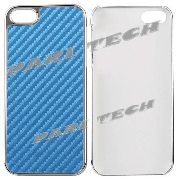 iPhone5 Case Blue Carbon Fiber Electroplating Hard Back Case Skin for iPhone 5 2