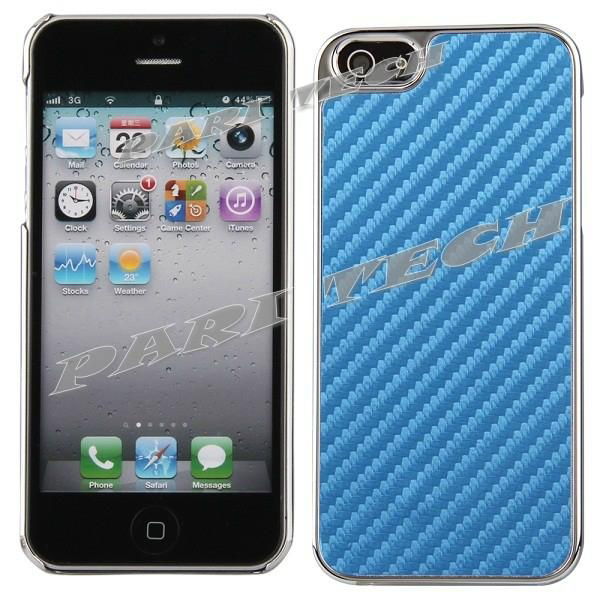 iPhone5 Case Blue Carbon Fiber Electroplating Hard Back Case Skin for iPhone 5 3