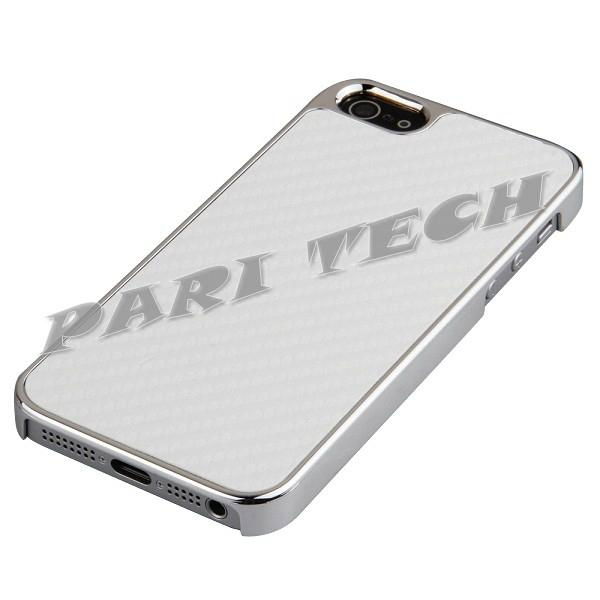 iPhone5 White Carbon Fiber Electroplating Hard Back Case Skin Cover for iPhone 5