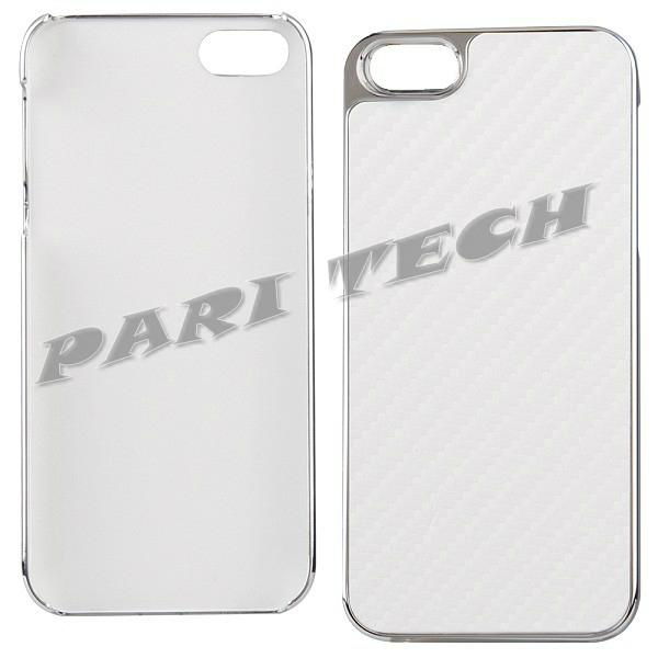 iPhone5 White Carbon Fiber Electroplating Hard Back Case Skin Cover for iPhone 5 2