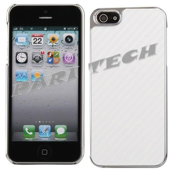 iPhone5 White Carbon Fiber Electroplating Hard Back Case Skin Cover for iPhone 5 3