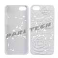 iPhone 5 Case White 3D Embossed Hollow Rose Flower PC Hard Back Skin Case Cover  2