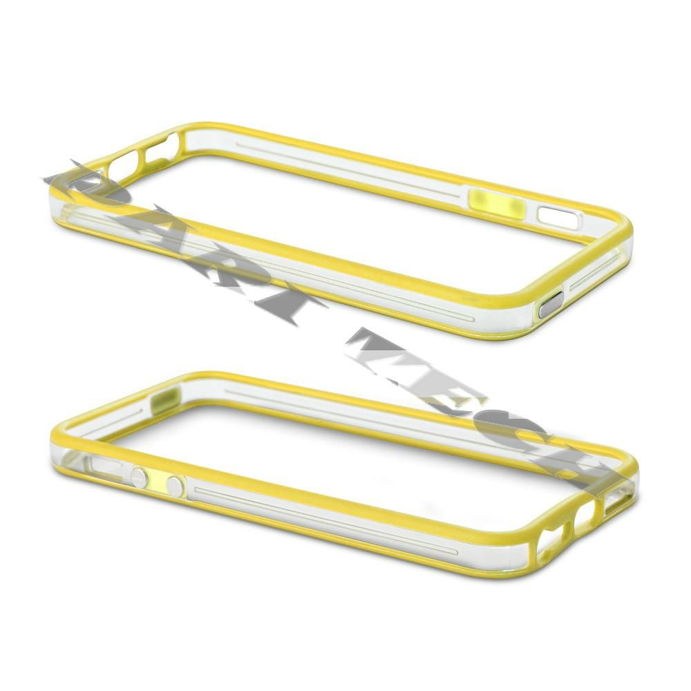 iPhone5 Case Yellow TPU Silicone Bumper Frame Case Cover w/ Volume Button  3