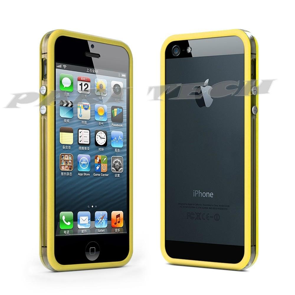 iPhone5 Case Yellow TPU Silicone Bumper Frame Case Cover w/ Volume Button  5