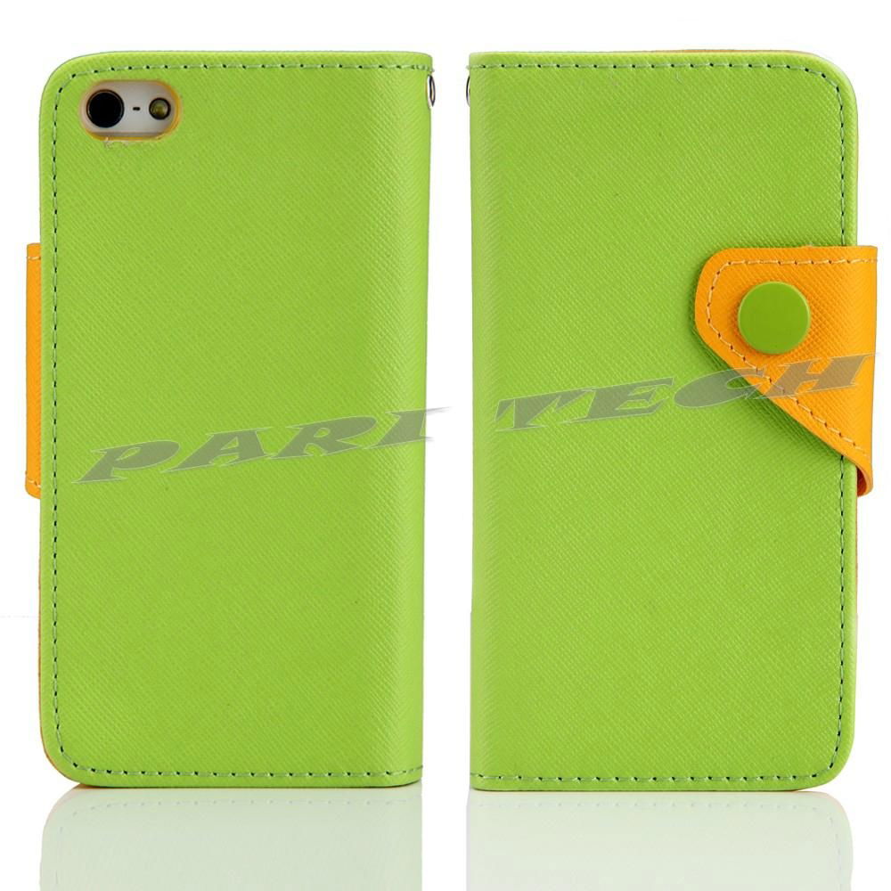 iPhone 5 Case Leather Flip Wallet Case Cover Pouch w ID Credit Card Slot  2