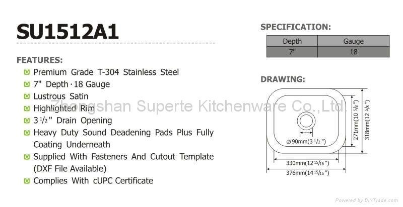 Stainless Steel Kitchen Sink SU1512A1 2