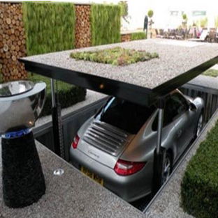 Private Garden Parking Use Invisible Space-saving Four Post Car Lift 2