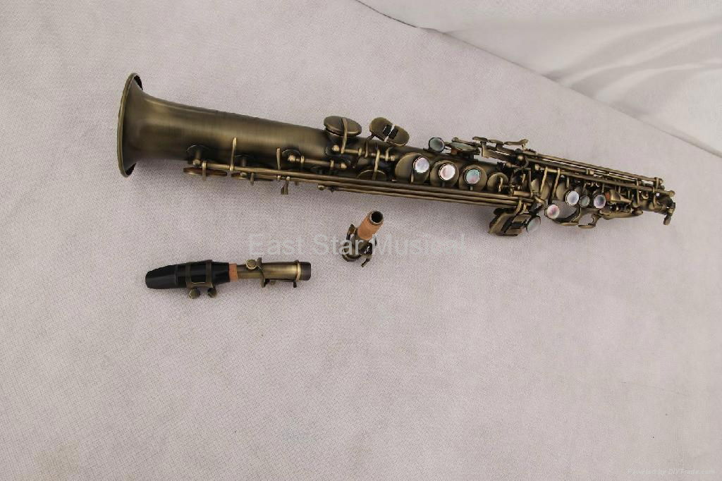 antique bronze soprano saxophone  3