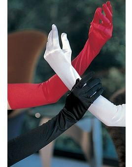 Sexy Long Stretchy Evening Gloves Opera Style, White / Red