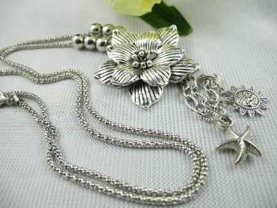 Ethnic Tibet Style Miao Silver Long Necklace Chain 2