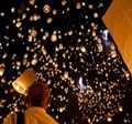 Biodegradable paper sky lantern, flying