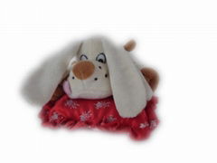 Plush stuffed dog with heart 