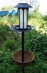 Solar bird feeder with flower pot