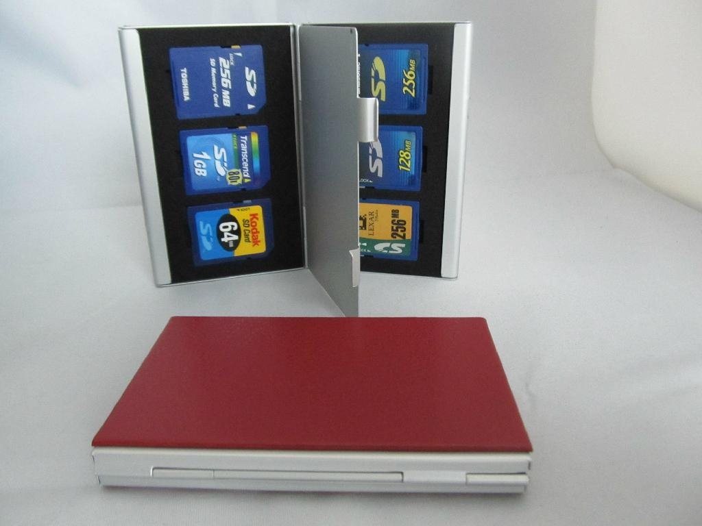   Aluminum Memory Card Holder Case SD Card Red 
