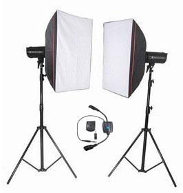 2 X 300W Studio Flash Strobes Bowens Mount + Softbox + Stands + Remote Trigger