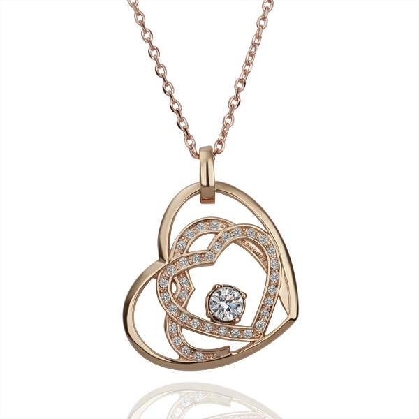 18K gold plated crystal heart pendant necklace 18K necklace fashion ...