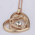 18K gold plated crystal heart pendant necklace 18K necklace fashion women jewery 2