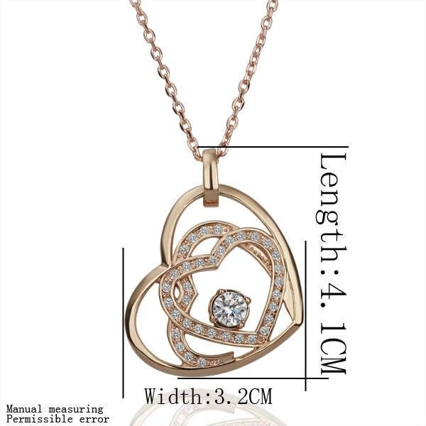 18K gold plated crystal heart pendant necklace 18K necklace fashion women jewery 5