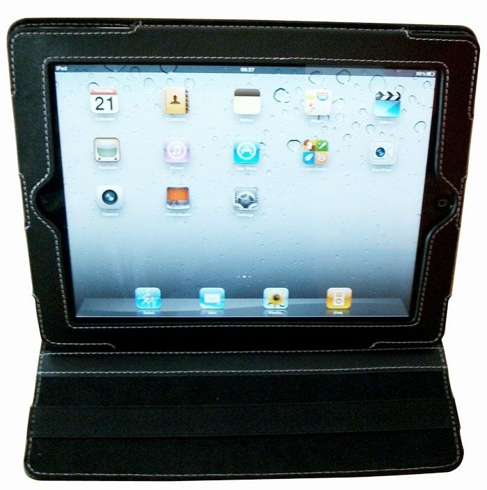 Genuine stand leather case for iPad 2.