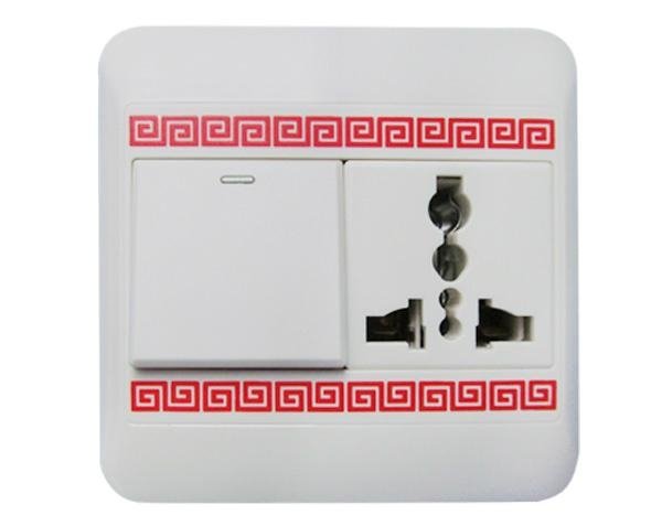 Multifunction switch socket with Chinese "Boundless Wealth" Lines Adorns