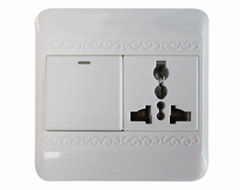 multifuntion plug socket with switch,embossed with Chinese"Propitious Blessing"L