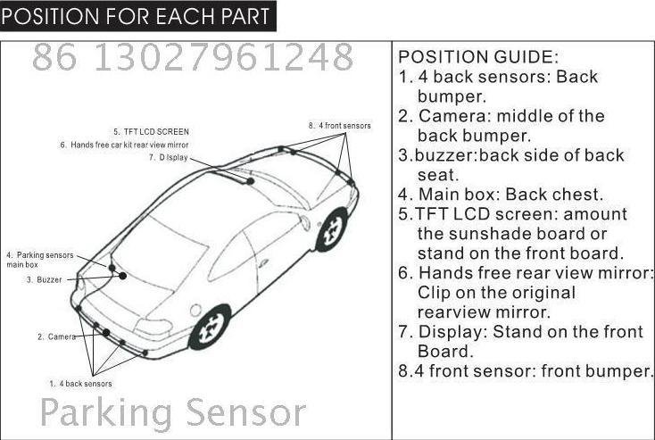 New Colorized Screen Parking Sensor with 4 Sensors 4
