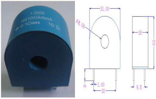 DC Immune current transformer JS DCT-10 10(100)A/4mA  0.1Class 10 ohm