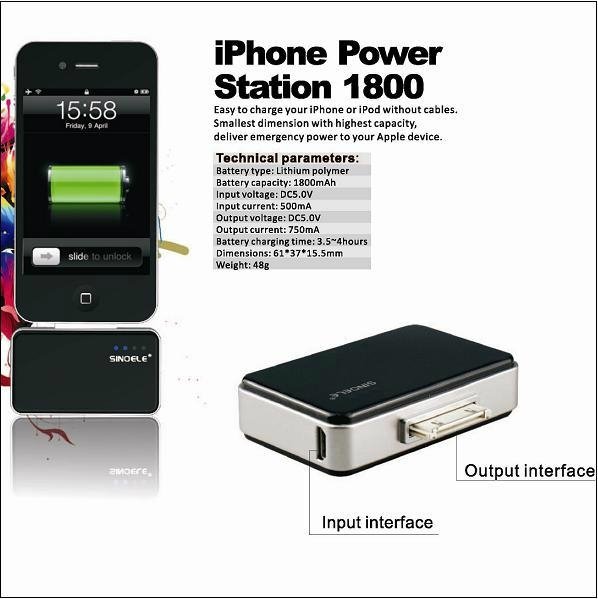 rechargeable emergency battery for iPhone 4s 3